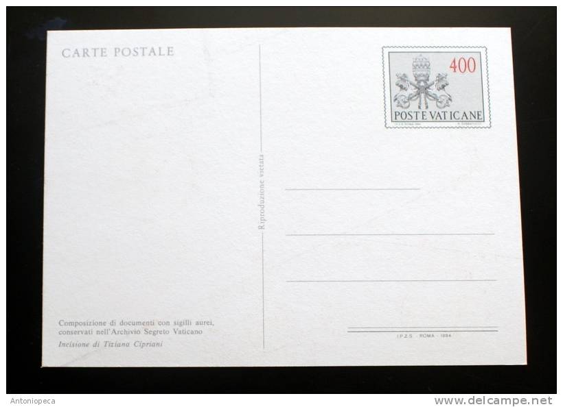 VATICANO 1984 - OFFICIAL POSTCARD 400 LIRE DOCUMENTI CON SIGILLO  ARCHIVIO SEGRETO - Entiers Postaux