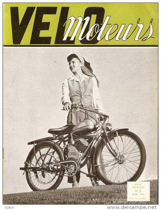 Revue Mensuelle Velo-moteurs Mars 1950 N°2 Whizzer,nsu,le Vespa,mosquito Le Bernardet....210X272mm Voir Scan - Advertising