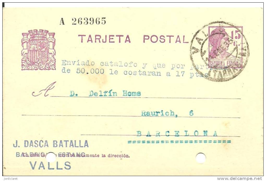 E.P VALLS      OJO TALADRO DE ARCHIVO - 1931-....