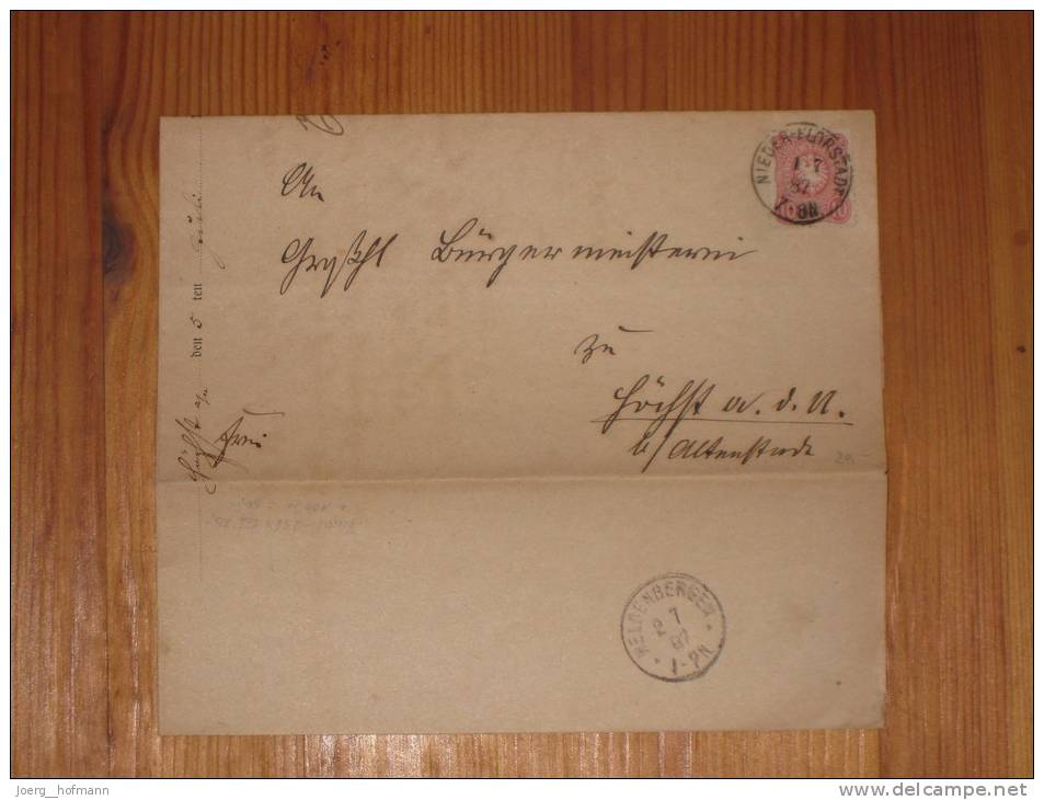 Brief Cover Germany D-Reich Deutsches Reich 1.7.1887 Nieder - Florstadt Nach Weldenbergen - Otros & Sin Clasificación