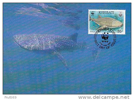 KIRIBATI -  AK121485 WWF Offical Maximum Card + Stamp - Whale Shark - Kiribati