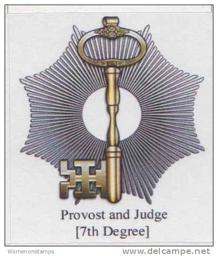 Masonic Degrees And Symbol, 7th Degree, Provost And Judge Label / Cinderella Self-adhesive - Massoneria