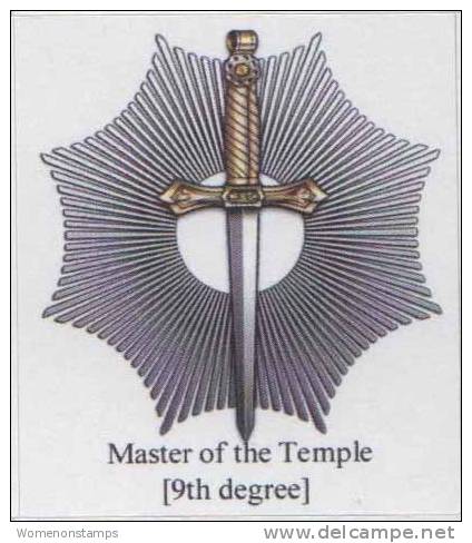Masonic Degrees And Symbol, 9th Degree, Master Of The Temple Label / Cinderella Self-adhesive - Freimaurerei