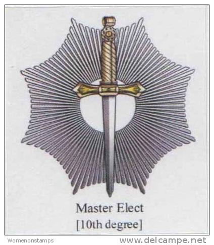 Masonic Degrees And Symbol, 10th Degree, Master Of The Elect, Label / Cinderella Self-adhesive - Freemasonry