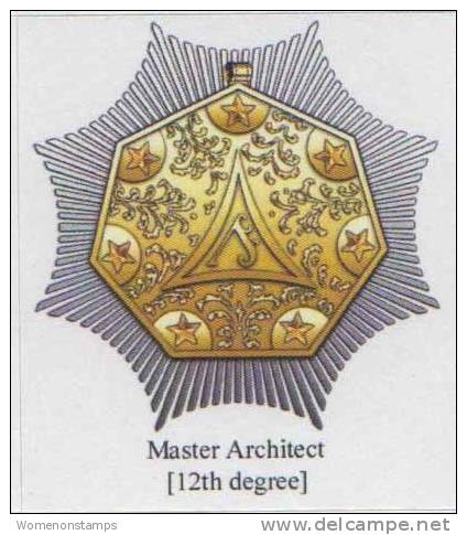 Masonic Degrees And Symbol, 12th Degree, Master Architect, Label / Cinderella Self-adhesive - Freemasonry