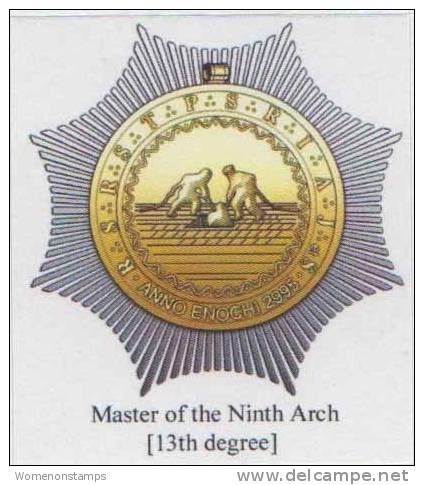 Masonic Degrees And Symbol, 13th Degree, Master Of The Ninth Arch, Label / Cinderella Self-adhesive - Vrijmetselarij