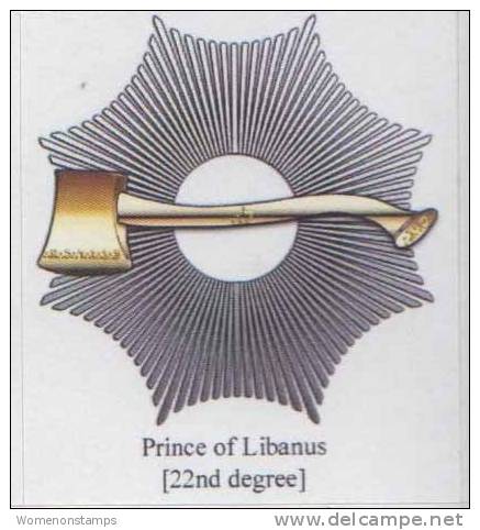Masonic Degrees And Symbol, 22nd Degree, Prince Of Libanus, Label / Cinderella Self-adhesive - Francmasonería