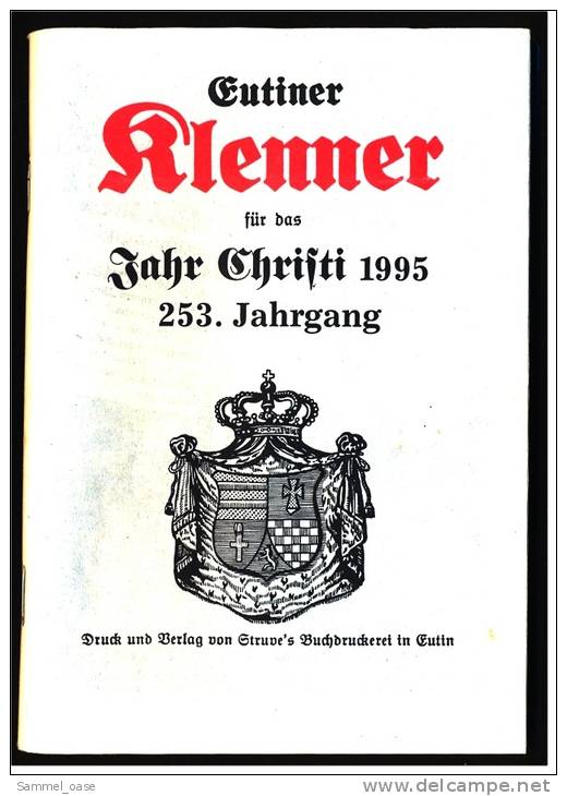 Eutiner Klenner Für Das Jahr Christi 1995 , Kalenderdarium Mit Mondauf- Und Untergangszeiten , Mondphasen - Calendars