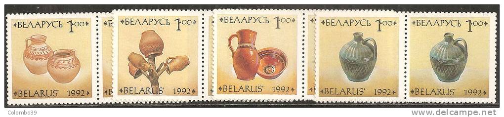 Belarus  1993  MNH**  -  Yv. 23/26  Coppia + 27/30 + 36 ARTIGIANATO TRADIZIONALE CERAMICHE - Bielorussia