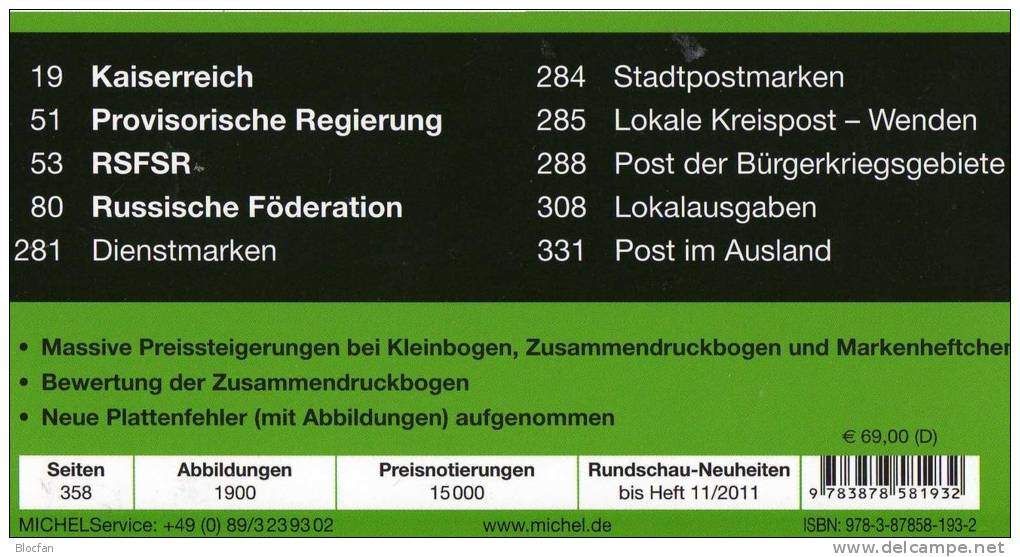 Spezialkatalog Sowjetunion+ Rußland Spezial Katalog 2012 Neu 217€ A-Z With Error On Stamps Catalogue From MICHEL Germany - Sammlungen