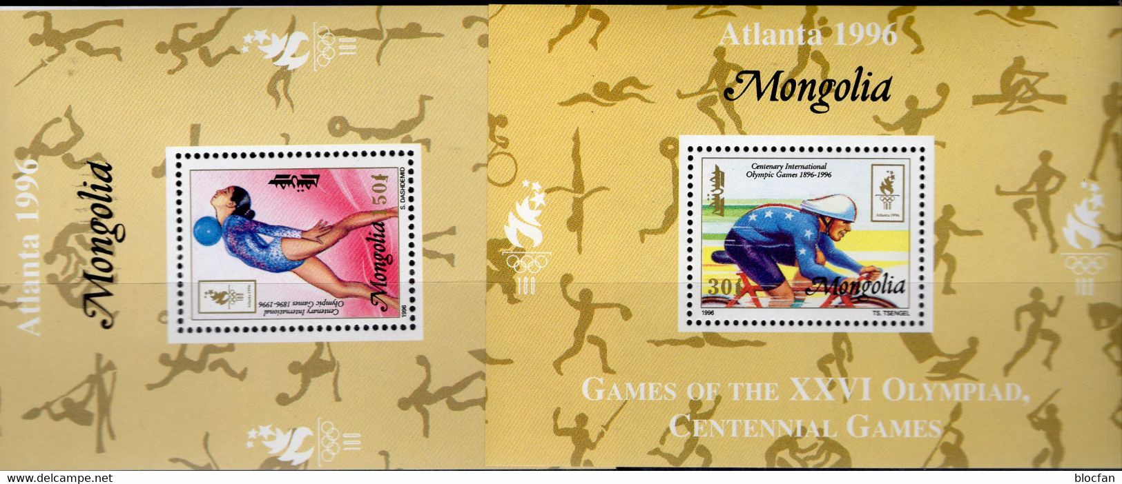 Sommer-Olympiade 1996 Atlanta Mongolia Blocks A257+F257 ** 6€ Rad-Sport Gymnastik Hoja Blocs S/s Sheets Bf Olympics - Mongolia