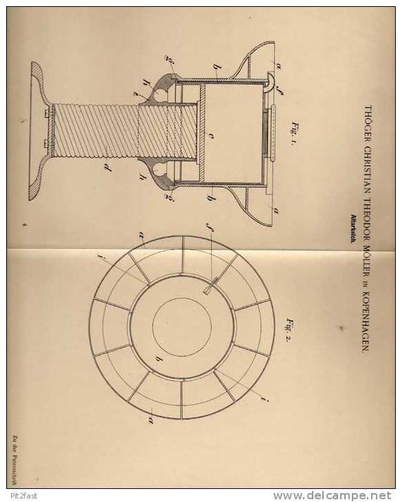 Original Patentschrift - Kelch Für Altar , Kirche , 1900 , Th. Möller In Kopenhagen , Prediger !!! - Zinn