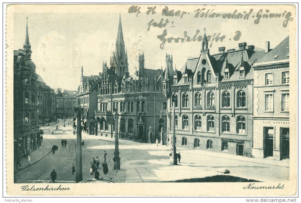 Gelsenkirchen, Neumarkt Mit Alter Apotheke, Um 1930 - Gelsenkirchen