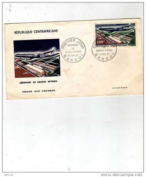 Courrier - Timbres - Enveloppe 1er Jour - République Centrafricaine - Aéroport Bangui M'poko - Poste Aérienne - Centrafricaine (République)