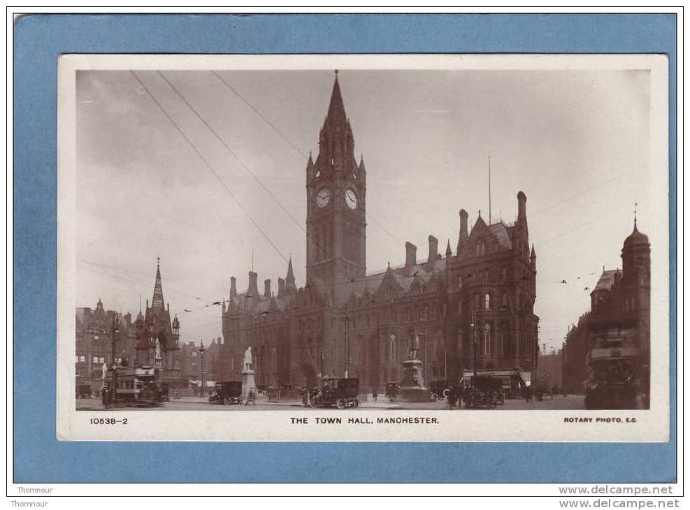 MANCHERTER  -  THE TOWN HALL  -  1912  -   CARTE  PHOTO  ANIMEE   -  ( Timbre Enlevé ) - Manchester