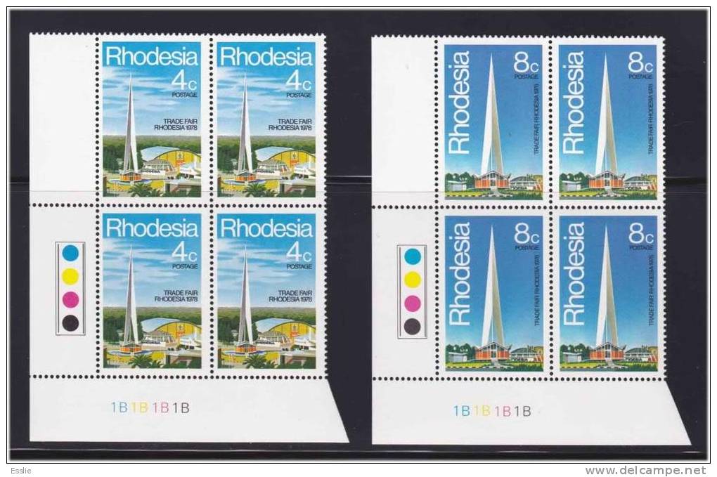 Rhodesia - 1978 - Trade Fair - Full Set Of Control Blocks 1B - Rhodesia (1964-1980)