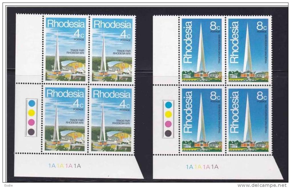 Rhodesia - 1978 - Trade Fair - Full Set Of Control Blocks 1A - Rhodésie (1964-1980)