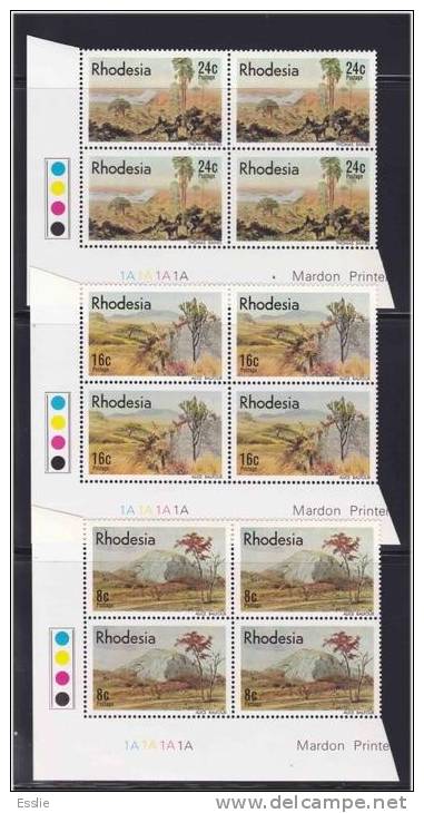 Rhodesia - 1977 - Artists - Full Set Of Control Blocks 1A - Rhodésie (1964-1980)