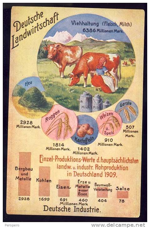 GERMANY PROPAGANDA DEUTSCHE LANDWIRTSCHAFT     DEUTSCHE INDUSTRIE  1909 - Werbepostkarten