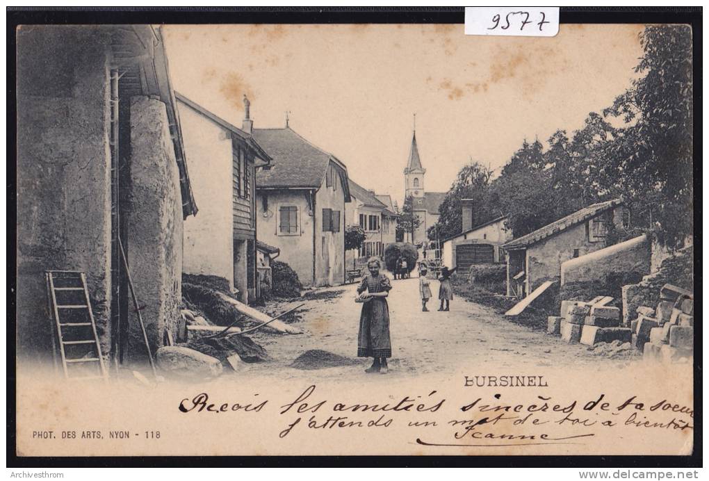 Bursinel, La Rue Avec Enfants Et Char à Foin - Vers 1901 (9577) - Bursinel