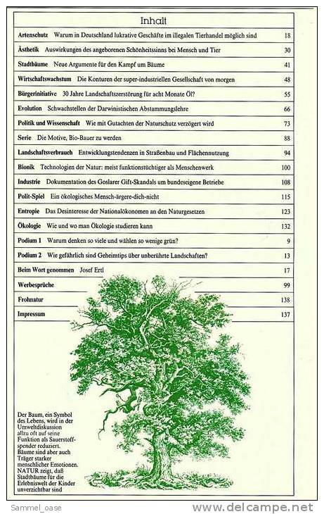 Zeitschrift  Natur - Horst Sterns Umweltmagazin Nr. 1 Erstausgabe 1980 Mit Artenschutz , Forschung - Other & Unclassified