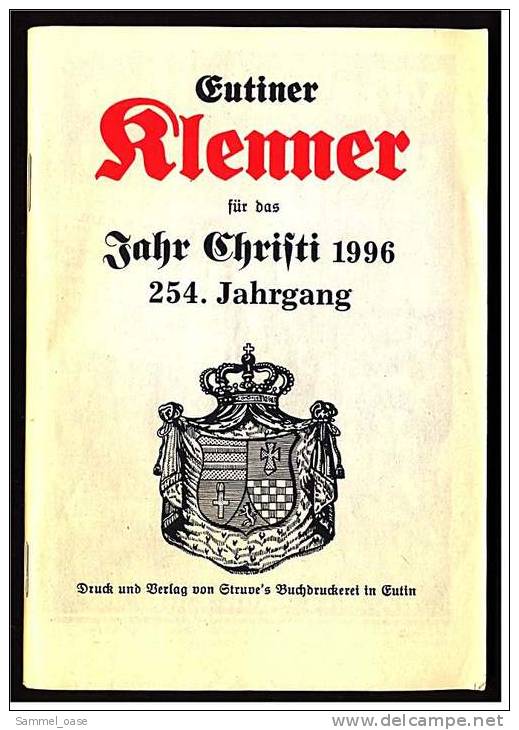 Eutiner Klenner Für Das Jahr Christi 1996 , Kalenderdarium Mit Mondauf- Und Untergangszeiten , Mondphasen - Calendars
