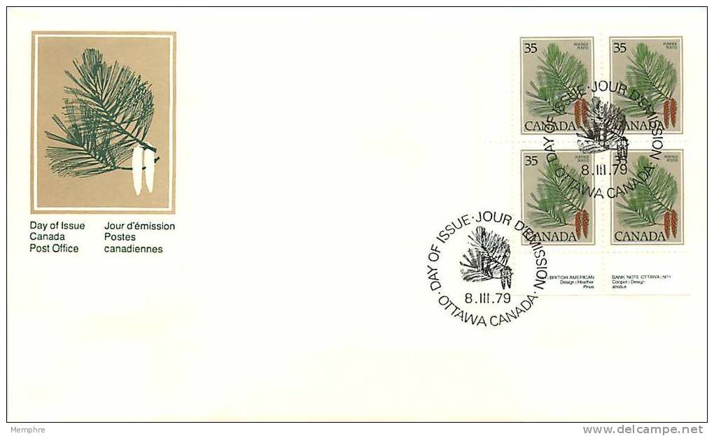 1979  Trees 35&cent; Definitive  Sc 721  Plate Block Of 4 - 1971-1980