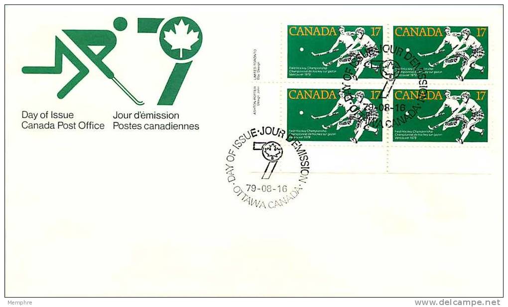 1979  Women's Field Hockey Championship  Sc 834  Plate Block Of 4 - 1971-1980