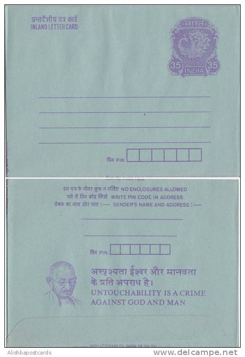 India Inland Letter Postal Stationonery  Advertisement, Gandhi, Message,  Inde, Indien - Inland Letter Cards