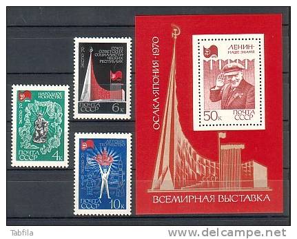 RUSSIA / RUSSIE - 1970 - Exposition International D´Osaka ( Japon ) - 3v + Bl** - 1970 – Osaka (Japan)