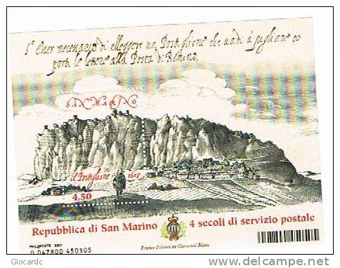 SAN MARINO - UNIF. BF91 FOGLIETTO -   2007  IL POSTIGLIONE: 400^ ANNIV. SERVIZIO POSTALE DI SAN MARINO       -  NUOVI ** - Blocs-feuillets