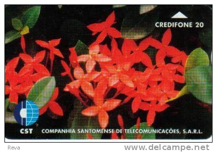 SAO TOME & PRINCIPE 20 IMPULSOS RED FLOWER STM-03  L&G 1997 USED READ DESCRIPTION !!! - Sao Tome En Principe