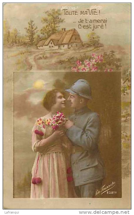 Guerre 1914-18- Ref  F11- Carte Patriotique -couple - Serie La Favorite-carte Bon Etat - - Guerre 1914-18