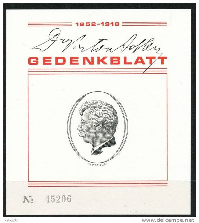 Österreich-  Gedenkblatt - Proofs & Reprints