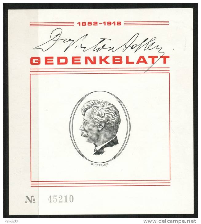 Österreich-  Gedenkblatt - Proofs & Reprints