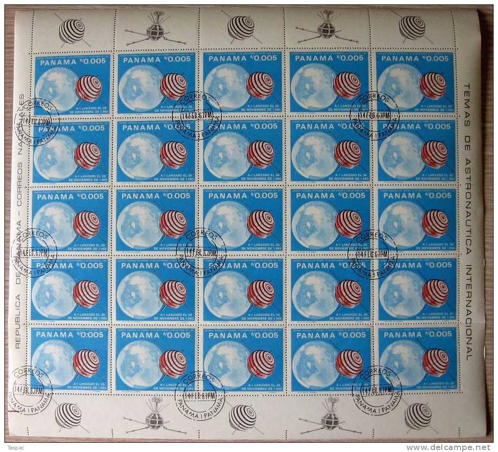 Panama 1966 Mi# 943-948 Used - Sheets Of 25 - Jules Verne / French Space Explorations - Panama