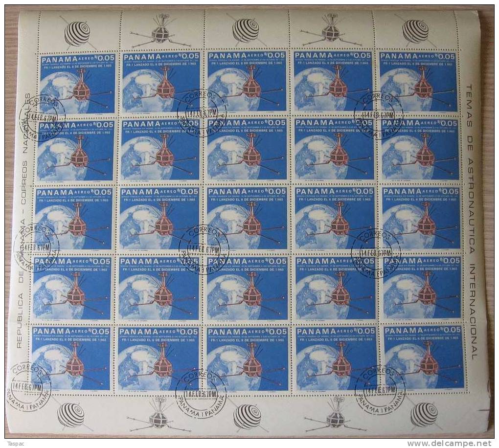 Panama 1966 Mi# 943-948 Used - Sheets Of 25 - Jules Verne / French Space Explorations - Panama