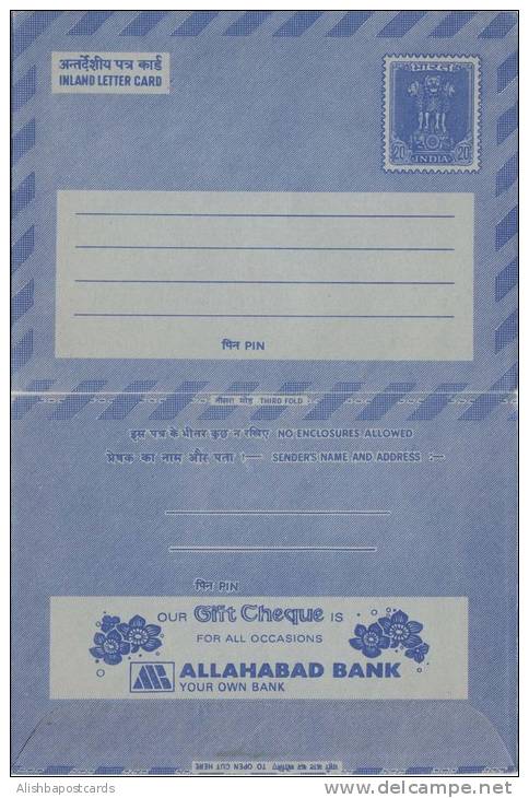 India Inland Letter Advertisement Postal Stationery , Allahabad Bank, Gift Cheque For All Occasions,  Inde, Indien - Inland Letter Cards