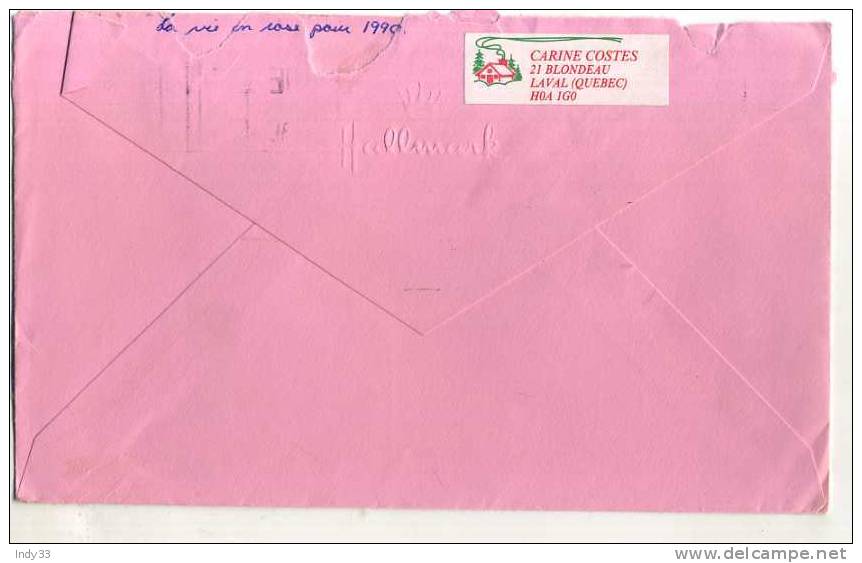 - CANADA . AFFRANCHISSEMENT COMPOSE SUR LETTRE DE 1990 POUR LA FRANCE . - Airmail