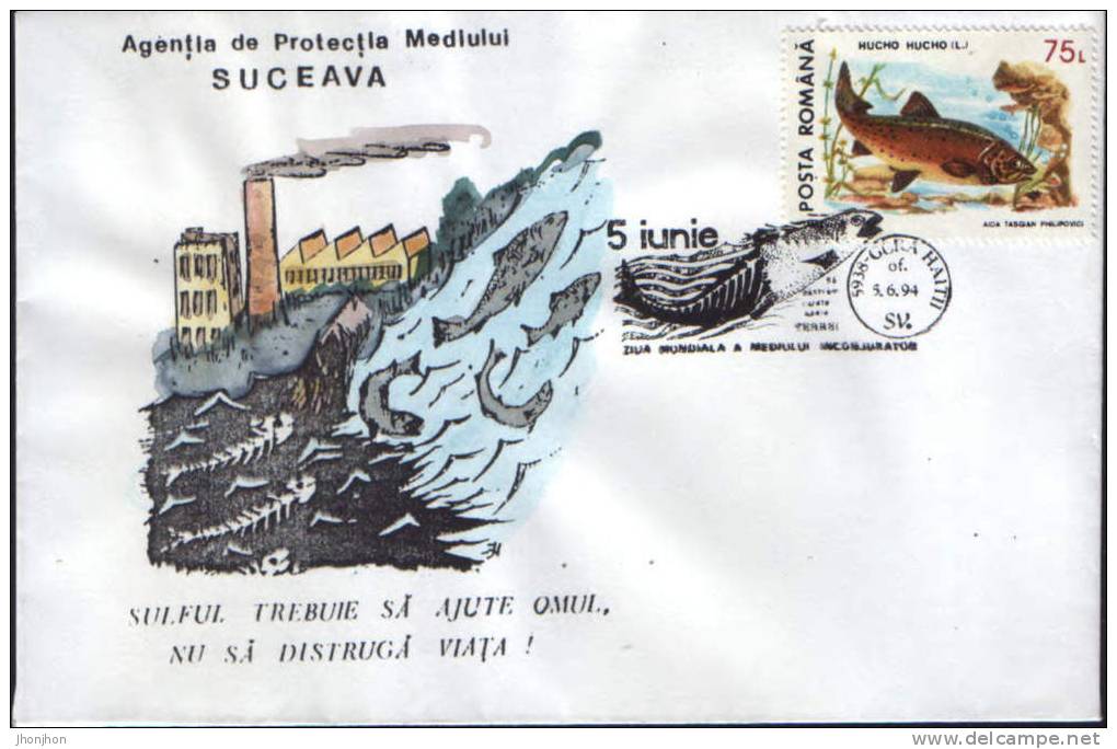 Romania-1994-Envelope Occasionally -Sulfur Destroy Life, He Must Help Her. - Milieuvervuiling