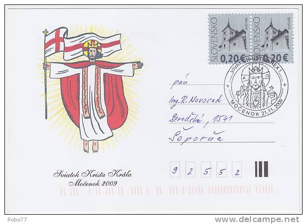 2009 Slovakia Postal Card With Commemorative Postmark Sviatok Krista Krala Mocenok.  (E02045) - Postcards