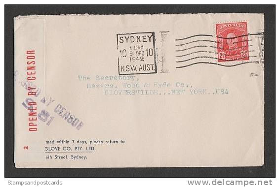 Australie Lettre Censuré Ayant Voyagé 1942 Australia Censored Postally Used Cover 1942 - Briefe U. Dokumente