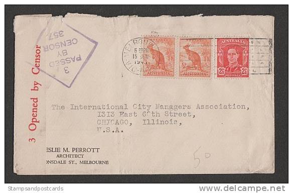 Australie Lettre Censuré Ayant Voyagé 1943 Australia Censored Postally Used Cover 1943 - Covers & Documents