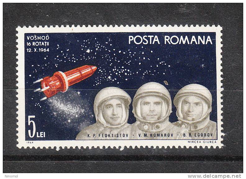 Romania   -   1965.  Astronaut Crew Of Voskod.  Equipaggio  Della  Voskod 1.  MNH, Fresh - Europe