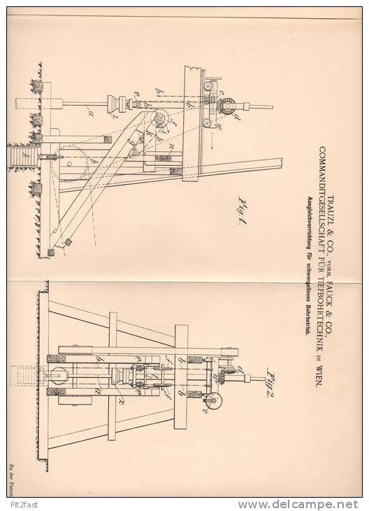 Original Patentschrift - Trauzl & Co In Wien , 1901 , Vorrichtung Für Bohrgestänge , Erdbohrer !!! - Maschinen