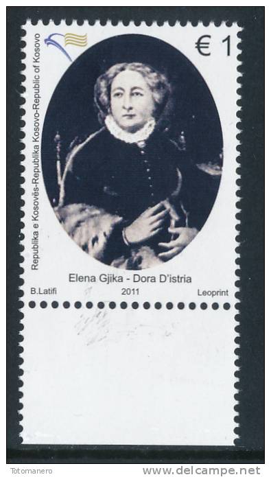 REPUBLIC OF KOSOVO 2011, "Women's Day 100th Anniversary" Elena Gjika Dora D'Istria, Set Of 1v** - Kosovo