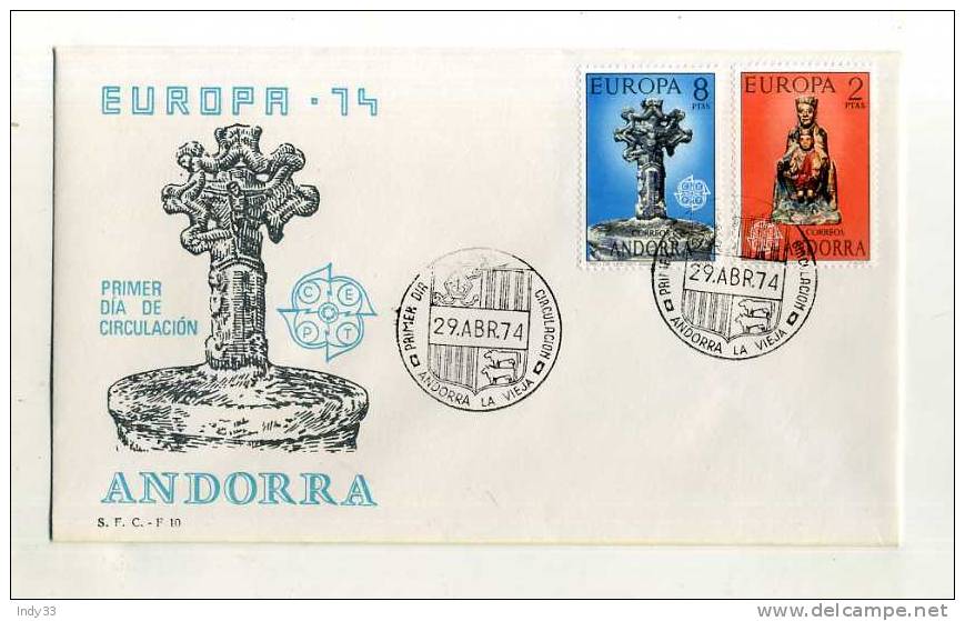 - ANDORRA . FDC EUROPA 1974 . - Lettres & Documents