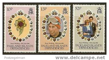 FALKLANDS Dependence 1981 MNH Stamp(s) Wedding Diana 99-101 #7308 - Royalties, Royals