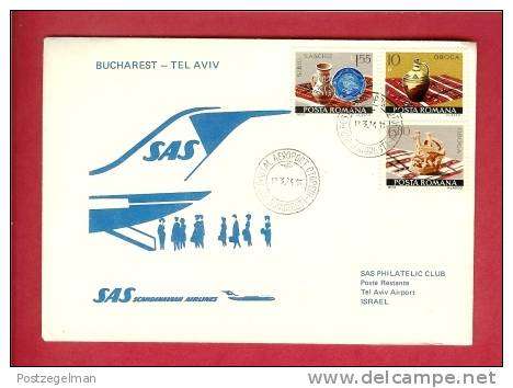 RUMANIA 1974 Flightcover Bucharest - Tel Aviv - Airplanes