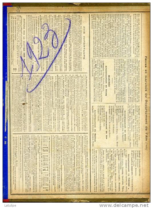 Calendrier De 1923 De L'Ain  01 - Grand Format : 1921-40